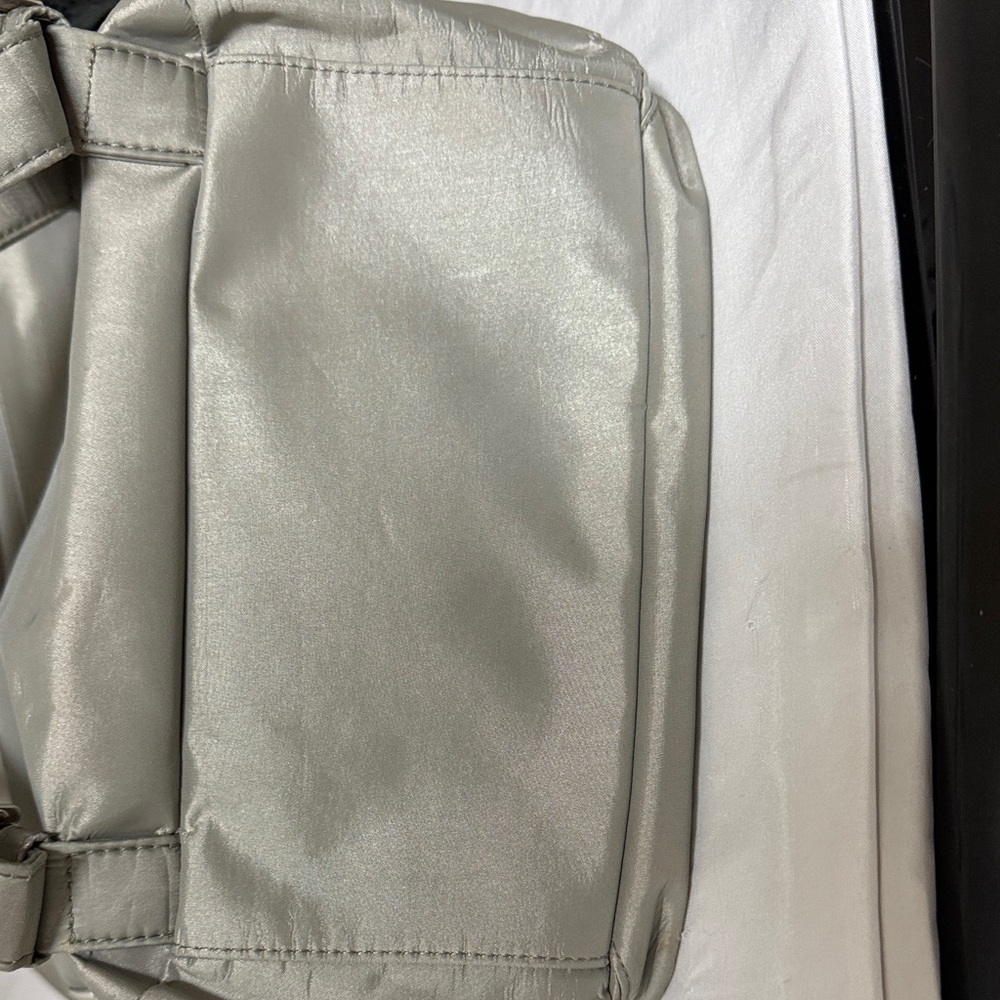 Moschino Silver-Gray Logo Nylon Drawstring Backpack - Picture 7 of 11